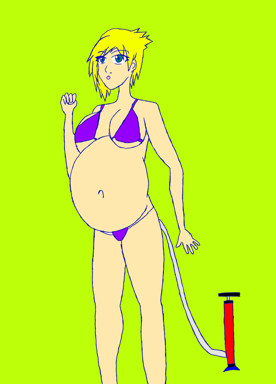 belly inflation in bikini