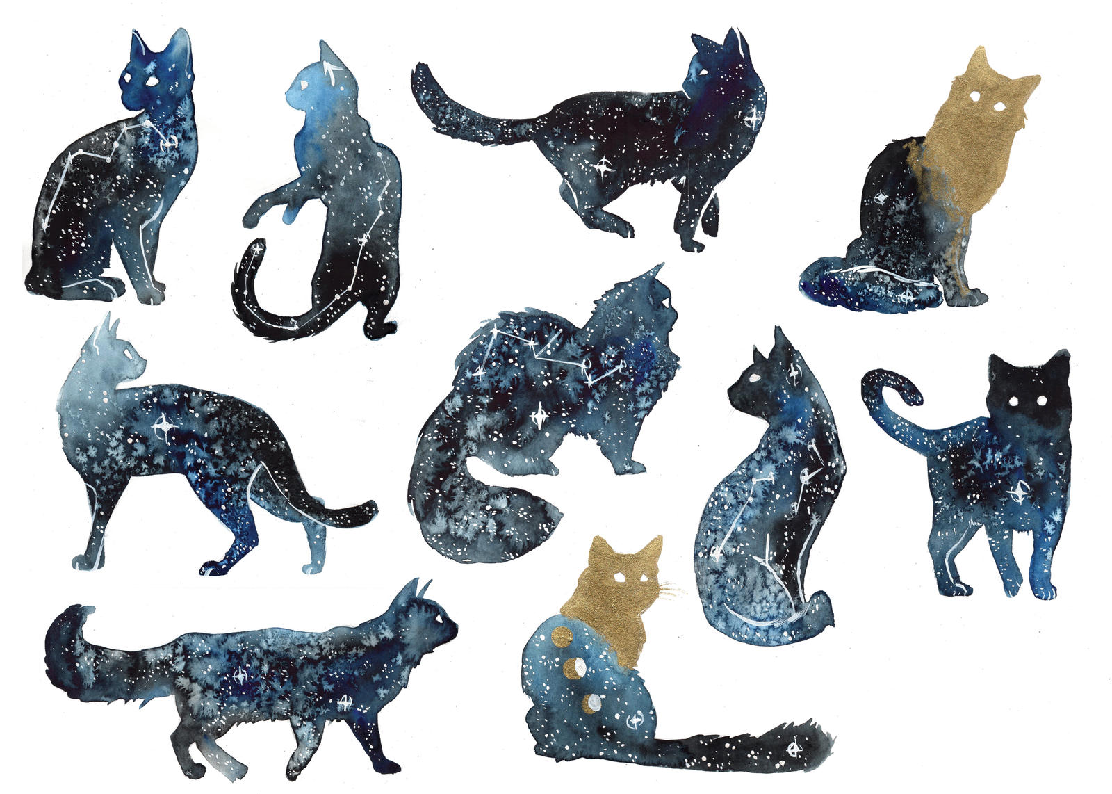 Galaxy Cats by ThreeLeaves on DeviantArt