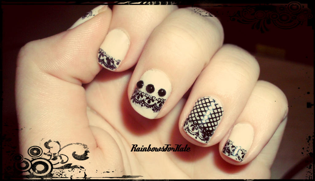 Racy Lacy Nails | Black Stamped Lace Nail Art & Barry M Do 