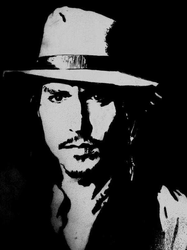 Johnny Depp black and white by youliouza on DeviantArt