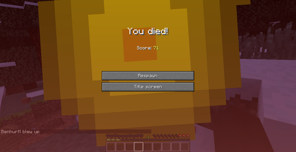 Minecraft you died screen