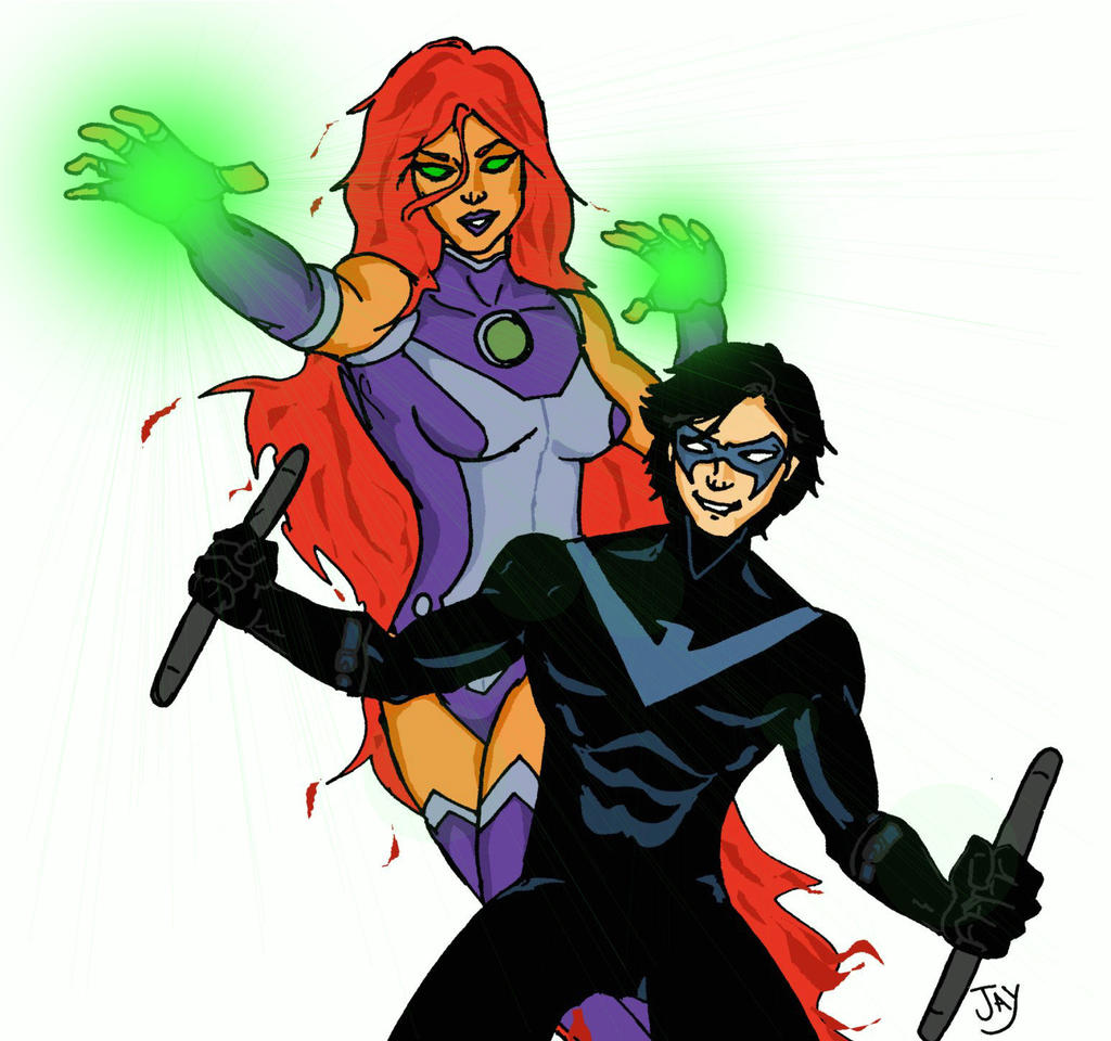 [Fan Art] Nightwing and Starfire by Andreayewon on 