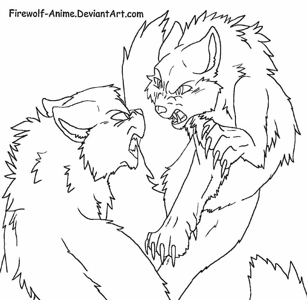 Download Art Trade - Cat Fight Line Art by Firewolf-Anime on DeviantArt