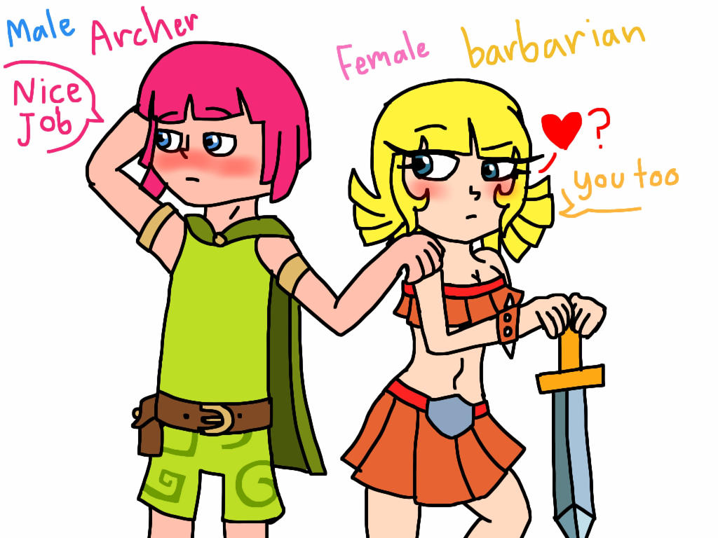 Clash Of Clans Male Archer X Female Barbarian By