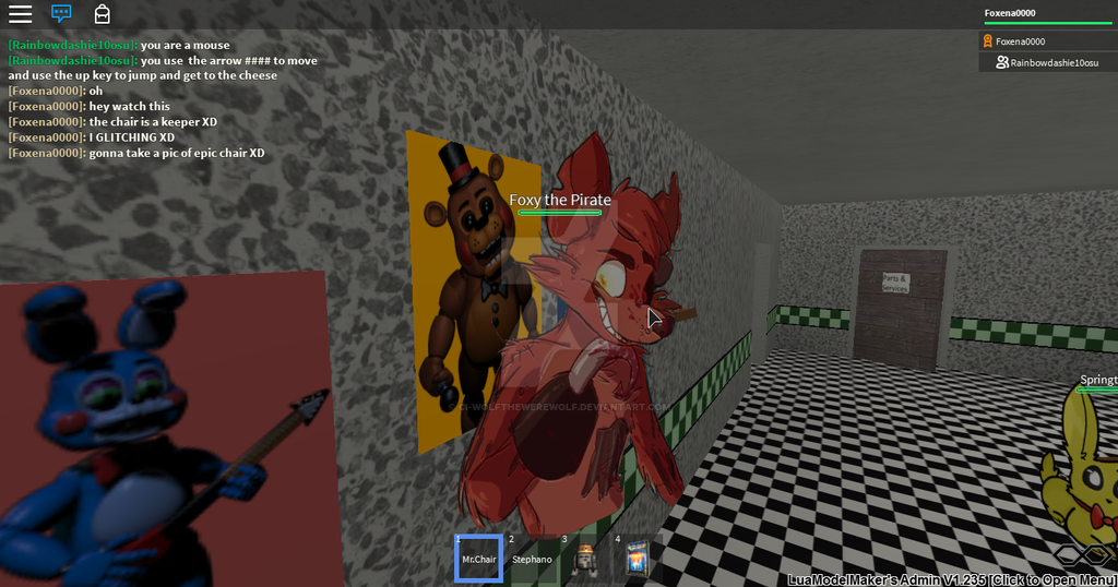 Me Playing With A Chair On My Roblox Fnaf Roleplay By Ci - me playing with a chair on my roblox fnaf roleplay by ci wolfthewerewolf
