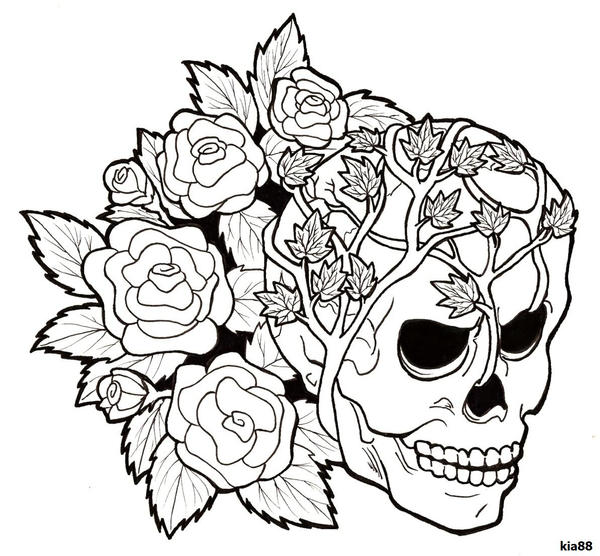 Skull and Roses by kia88 on DeviantArt