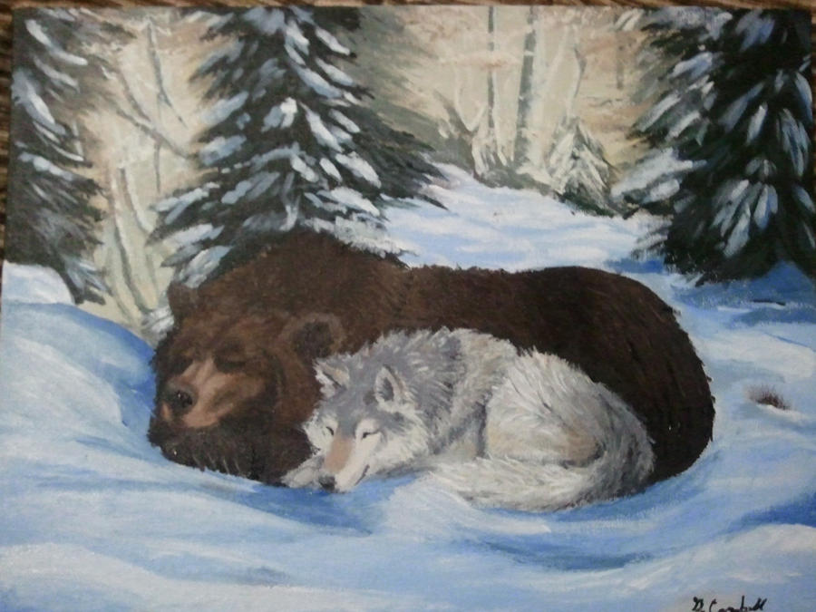 Bear and Wolf commission by debbynaomi on DeviantArt