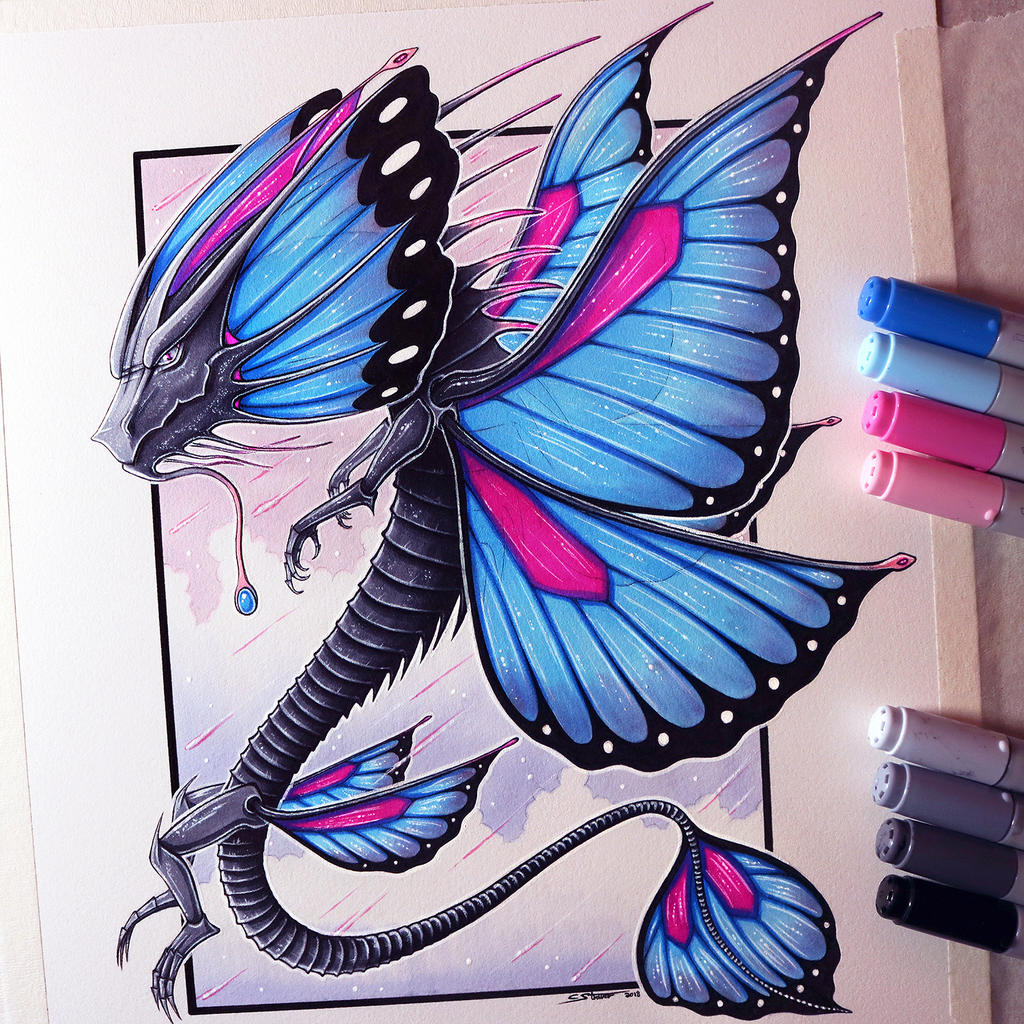 Butterfly Dragon Drawing by LethalChris on DeviantArt