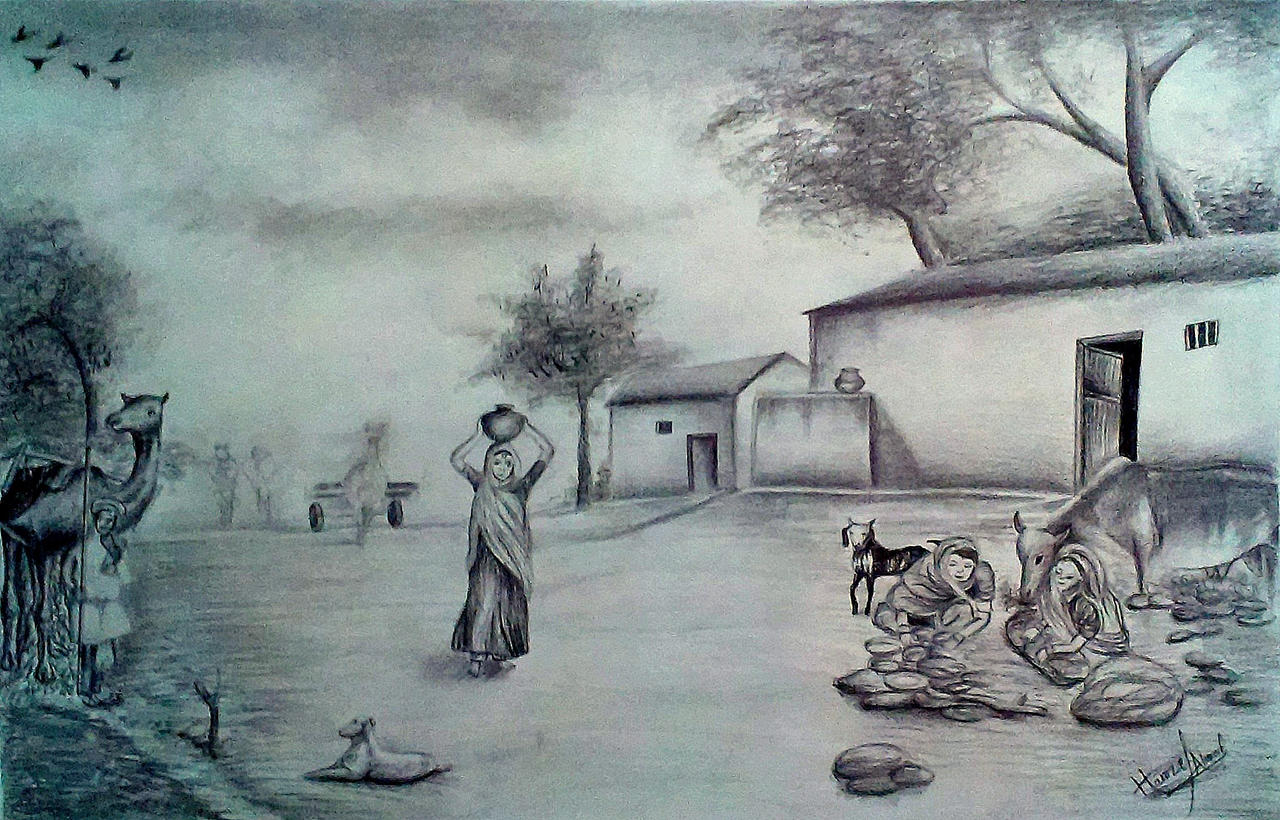 Village scene by hamzfahmed on DeviantArt
