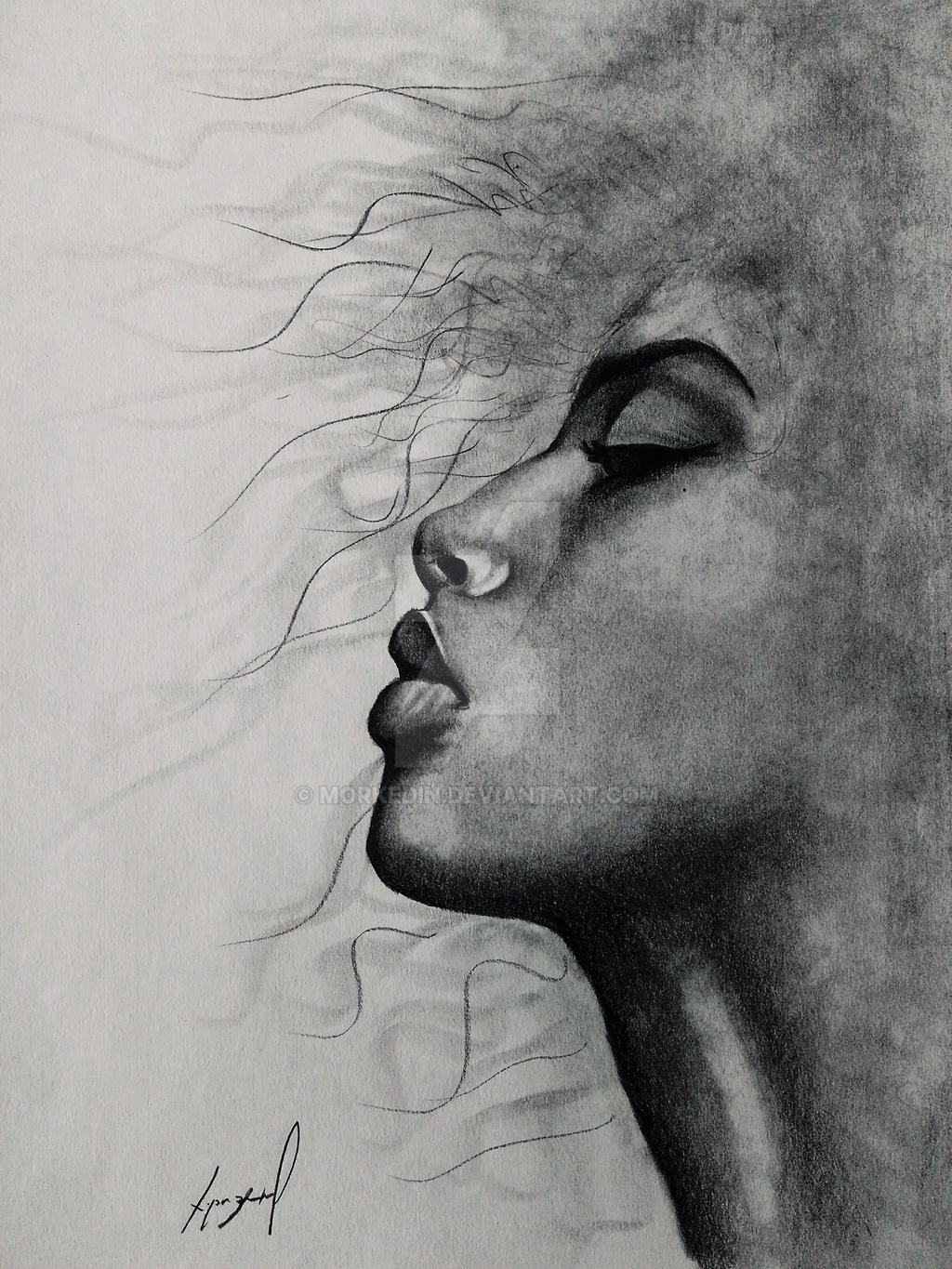 female face pencil drawing by morkedin on DeviantArt