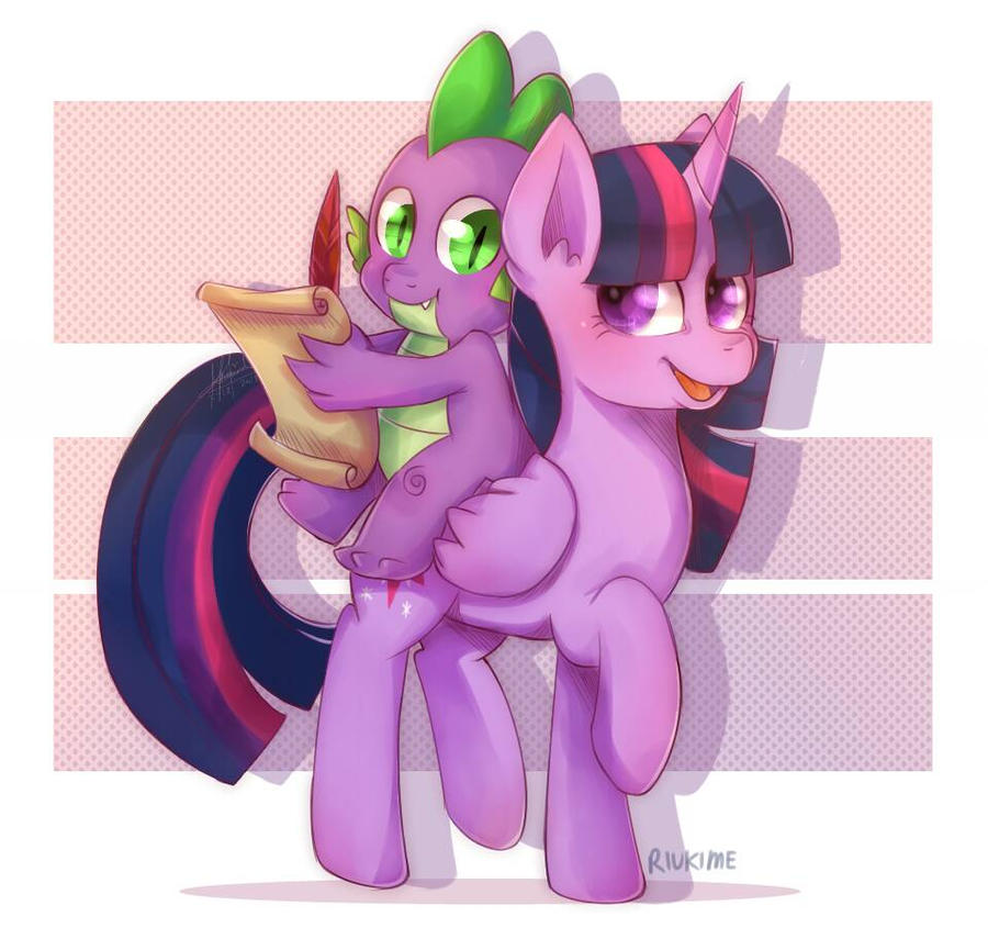 mlp___twilight_and_spike__by_riukime-dc4