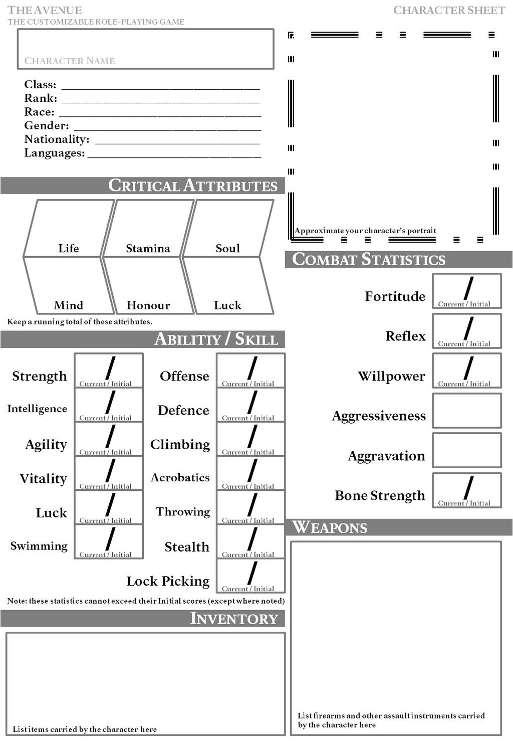 Create A Custom Character Sheet For Your Rpg Games By Oldgeorge Fiverr ...