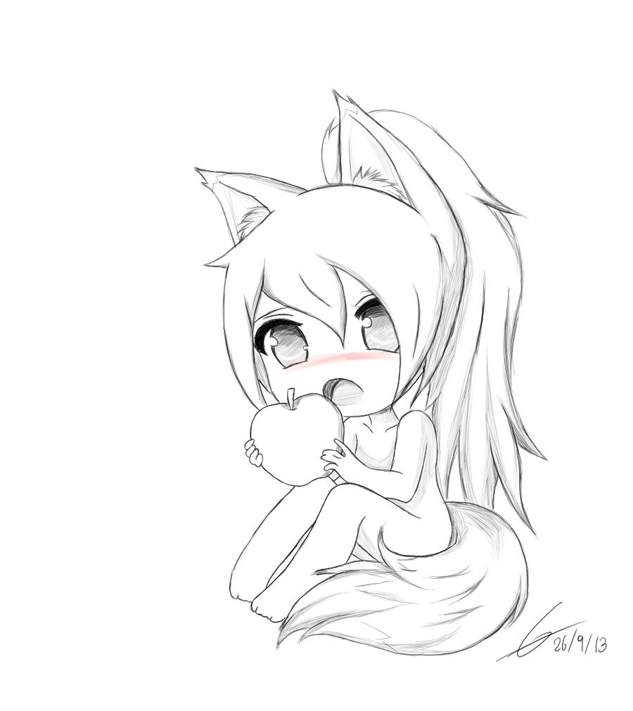 Chibi Fox Girl owo by PotatoChipEry on DeviantArt
 Girl With Wolf Ears And Tail Drawing