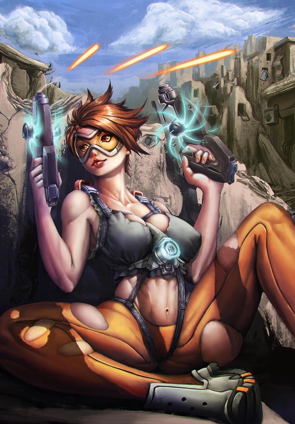 Tracer Takes Cover By Yangyue On Deviantart