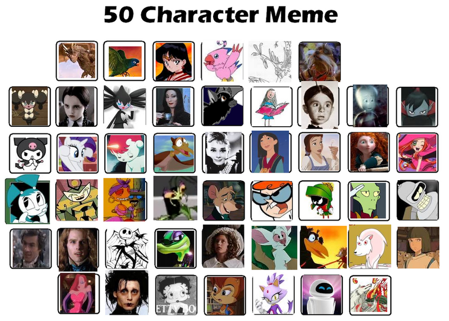 Top 50 characters meme by Roses-and-Feathers on DeviantArt