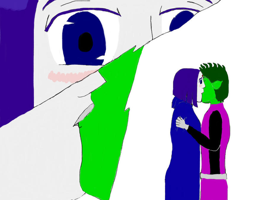 Raven and Beastboy- Surprise Kiss by AnimeLoverWoman on DeviantArt