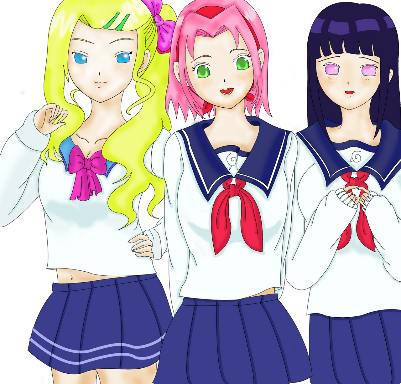 ngotaudixemay ino sakura and hinata school girls colors by ngotaudixemay
