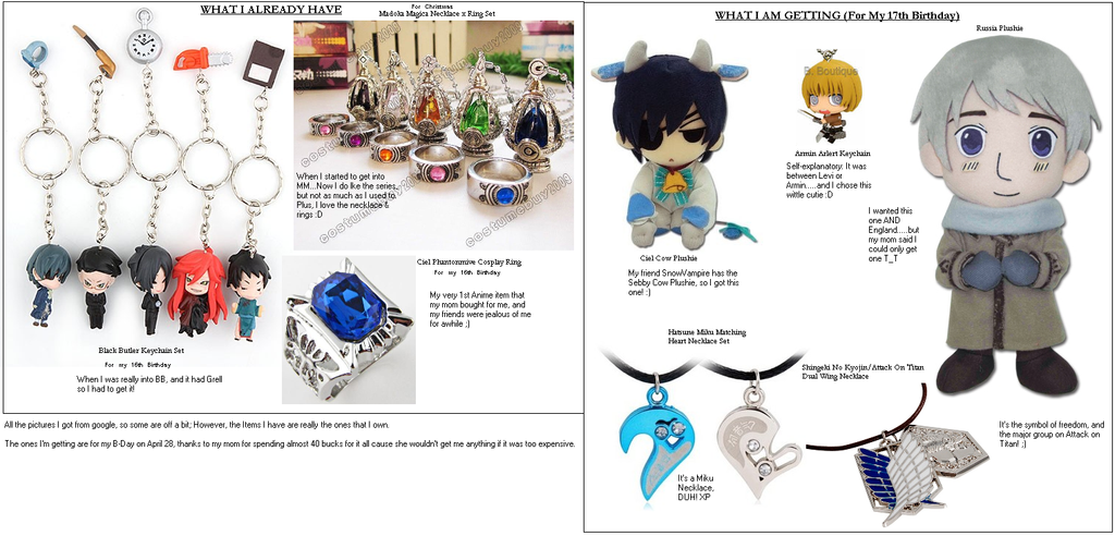 Anime Items I Have x Am Getting This Year :D by invertqueen7 on DeviantArt