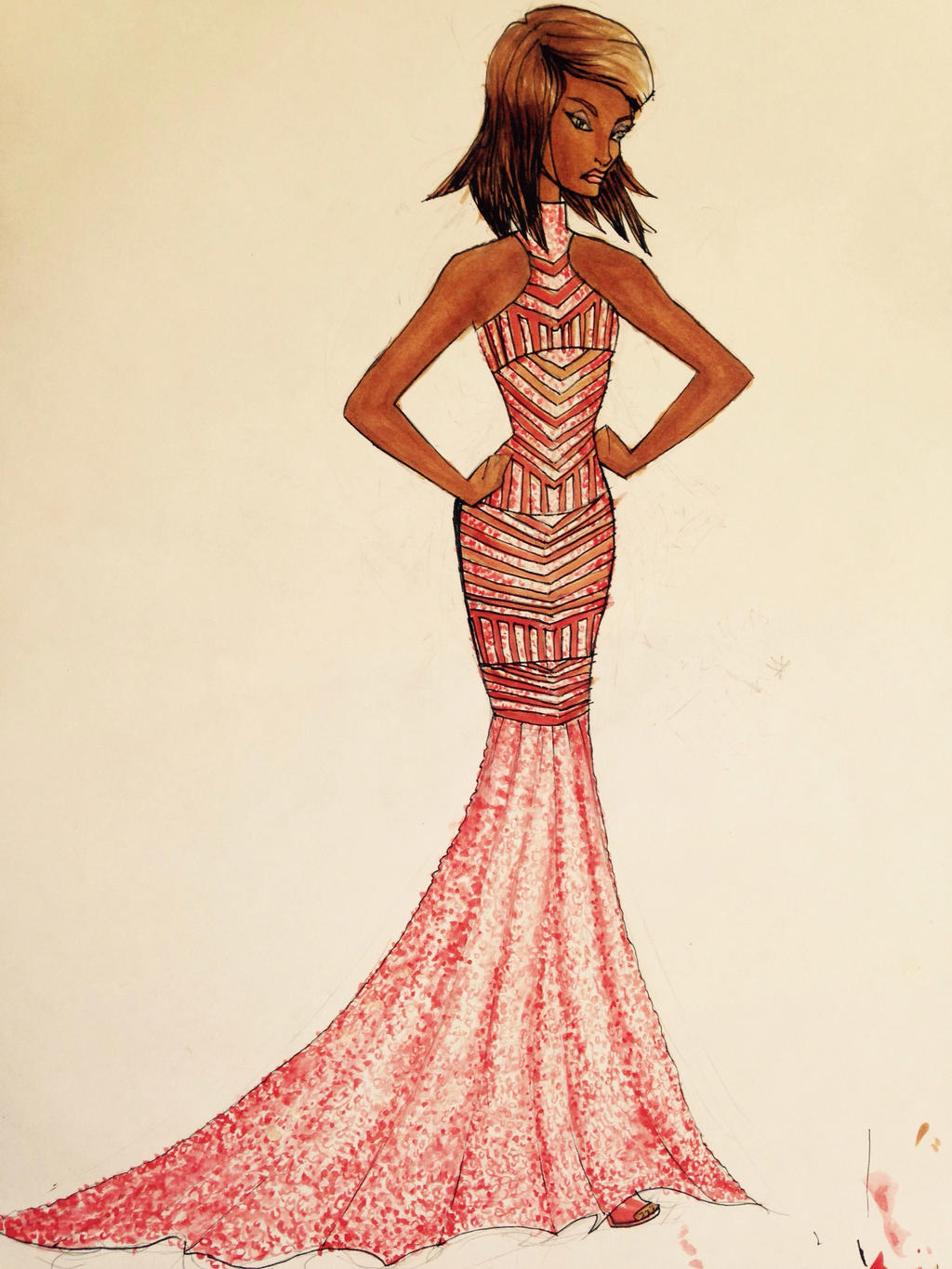Red Mermaid Prom dress illustration by Rashon02 on DeviantArt