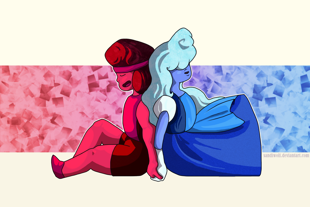 I haven't done art in weeks, but all I have for you is bad fanart. I really wanted a new desktop background. Your favorite tiny, adorable space lesbians. Steven Universe belongs to Rebecca Sugar.