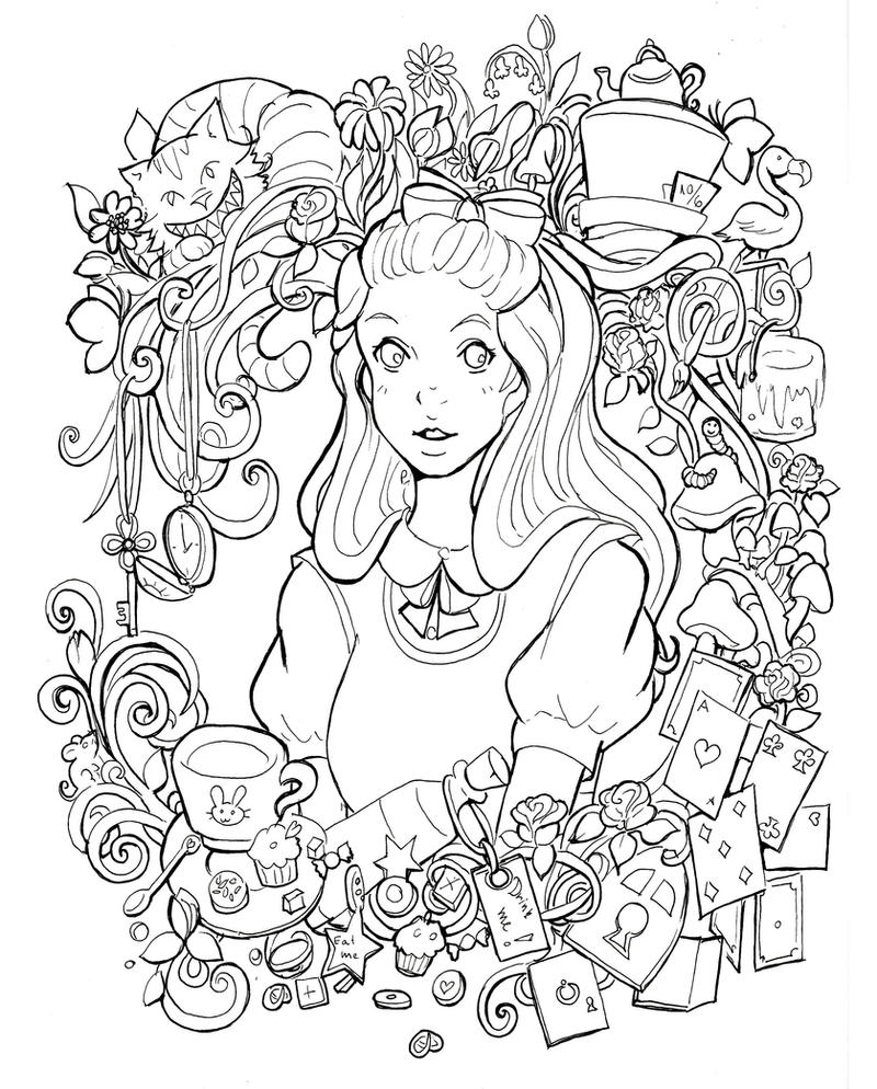 Alice in Wonderland - lineart by Namtia on DeviantArt