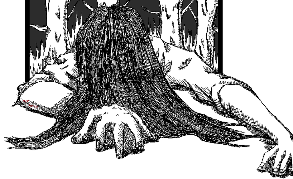 Sadako, Coming Out From The TV - Free For Coloring by usagisailormoon20 ...