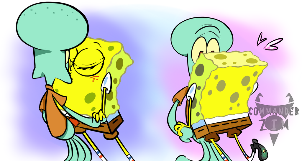 Spongebob X Squidward Kiss By Zim Bringerofdoom On Deviantart