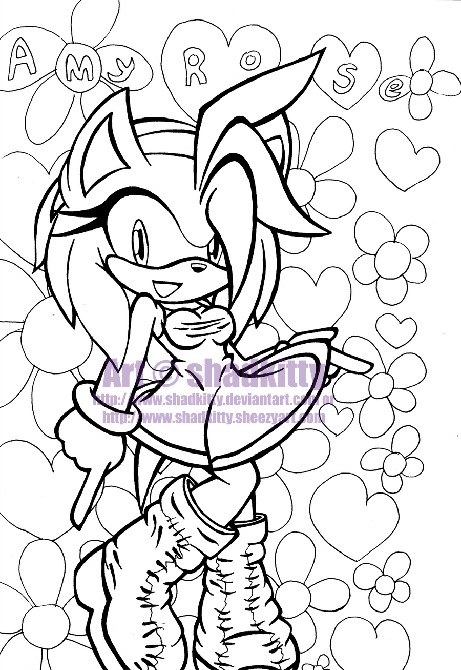 Amy Rose Lineart by Lavenkitty on DeviantArt
