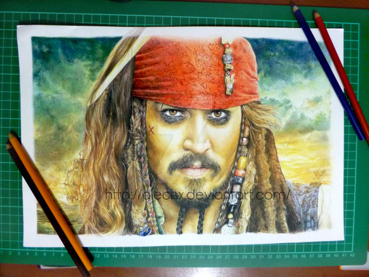 Jack Sparrow Color Pencil Drawing by Alechx on DeviantArt