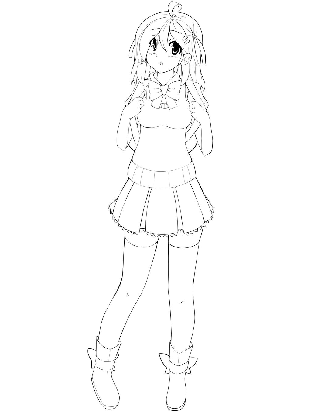 School Girl Lineart by TheNever on DeviantArt