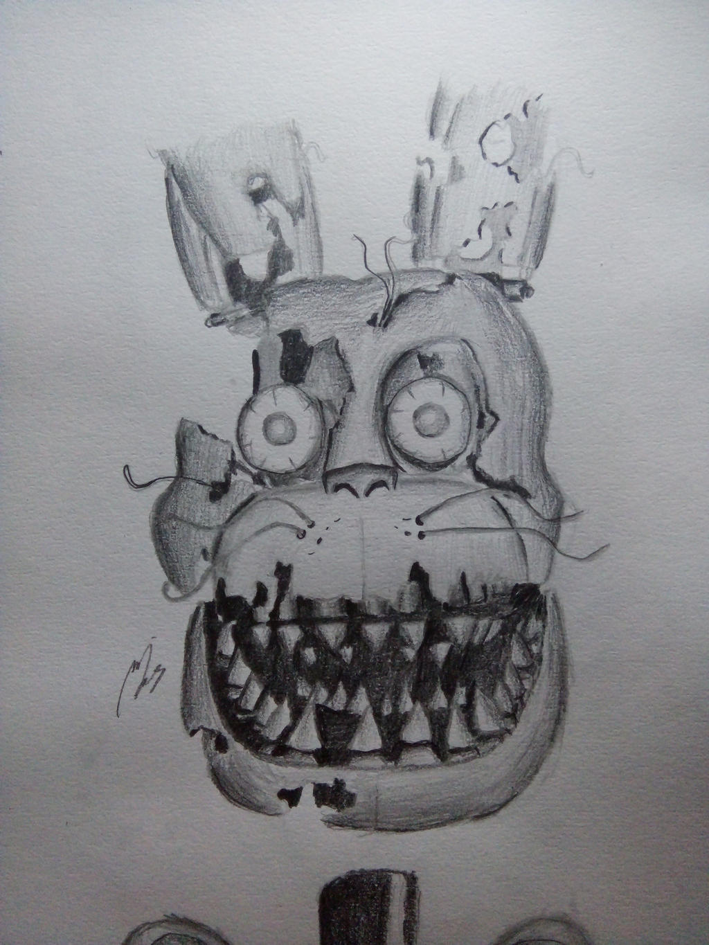 Nightmare Bonnie Pencil Drawing Doodle Ver By SanjayaFNAFart On