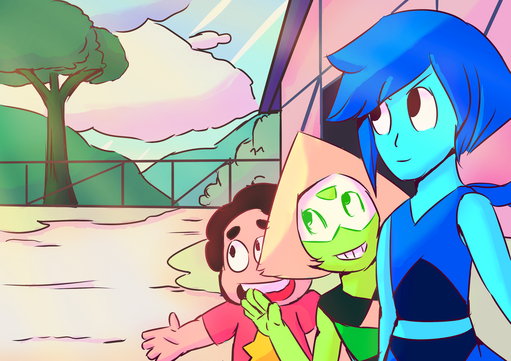 I drew Steven, Peridot and Lapis at the barn. I'm sorry it doesn't look very smooth. I'm still learning digitalart (without using traditional scans).   Btw did anyone here the new song fo...