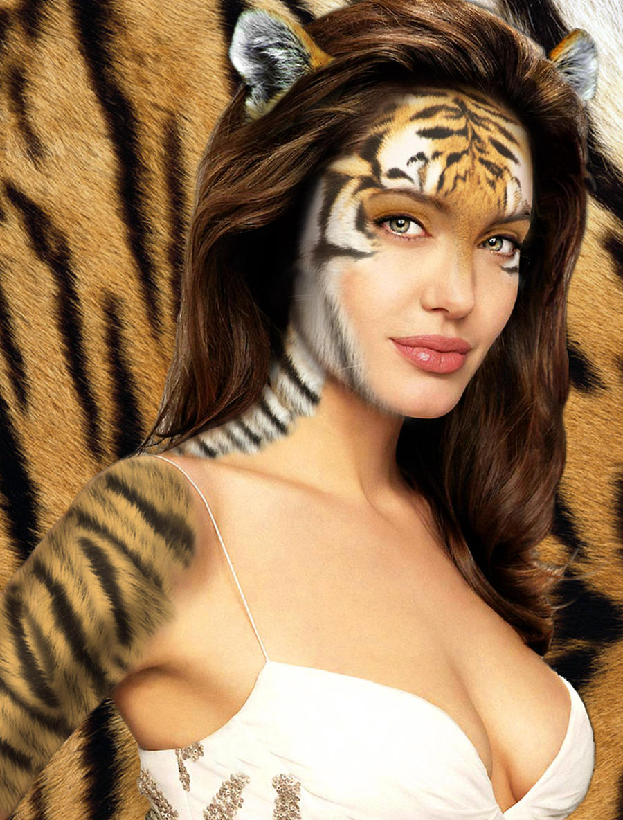     angelina jolie with tiger