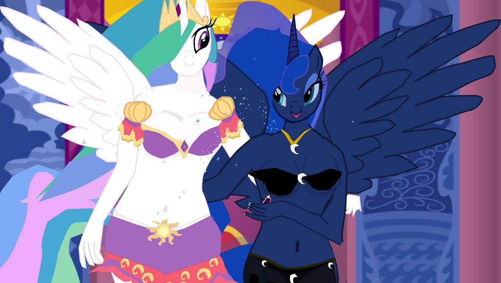 Luna and Celestia like there human pet Wee Man by ...