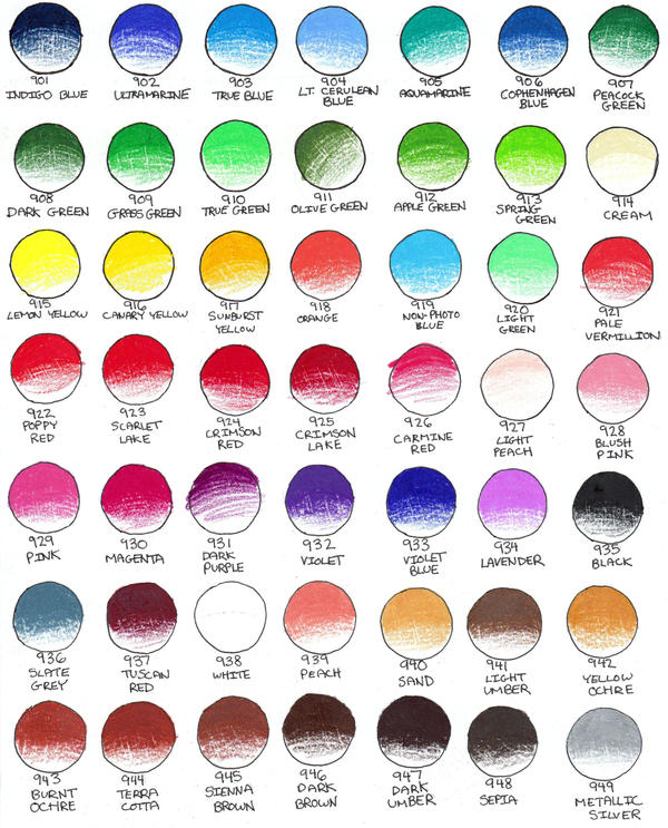 Prismacolor Color Chart 1 by peonyfantasy on DeviantArt