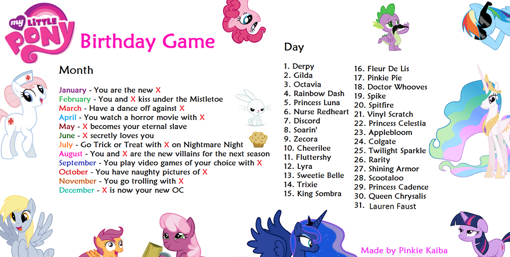 My Little Pony FIM Birthday Game by ReignBeaux XIII on 