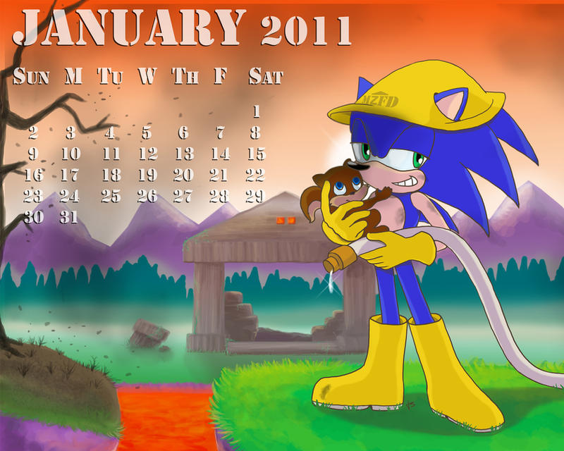 Sonic Calendar Jan 2011 by KezART on DeviantArt