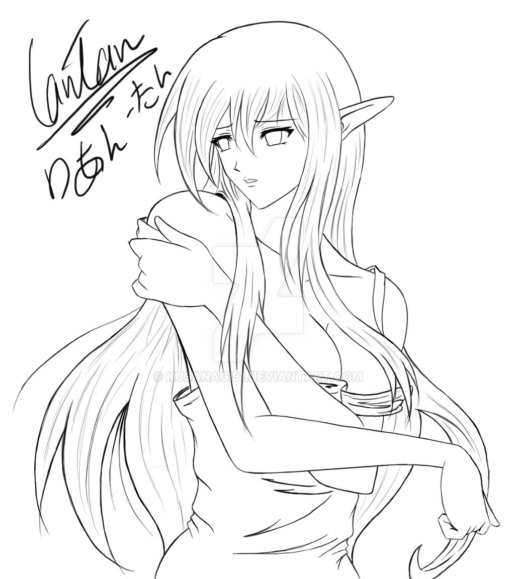 Anime Girl drawing PS lineart by kusanagi91 on DeviantArt