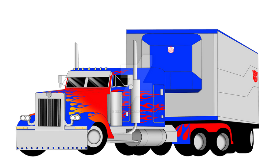 OPTIMUS PRIME Truck Mode with Trailer by ERIC-ARTS-inc on DeviantArt