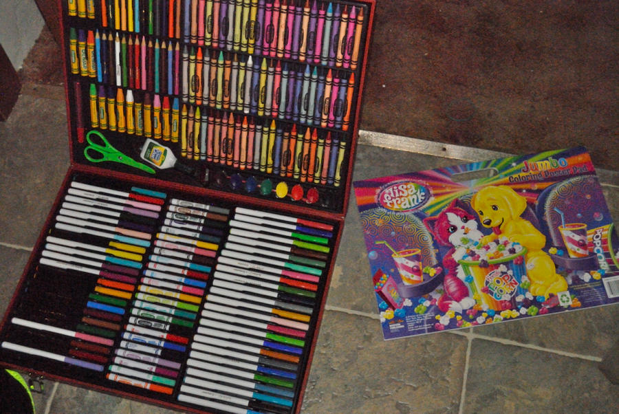 Art set and Lisa Frank coloring book by thinminmeg on