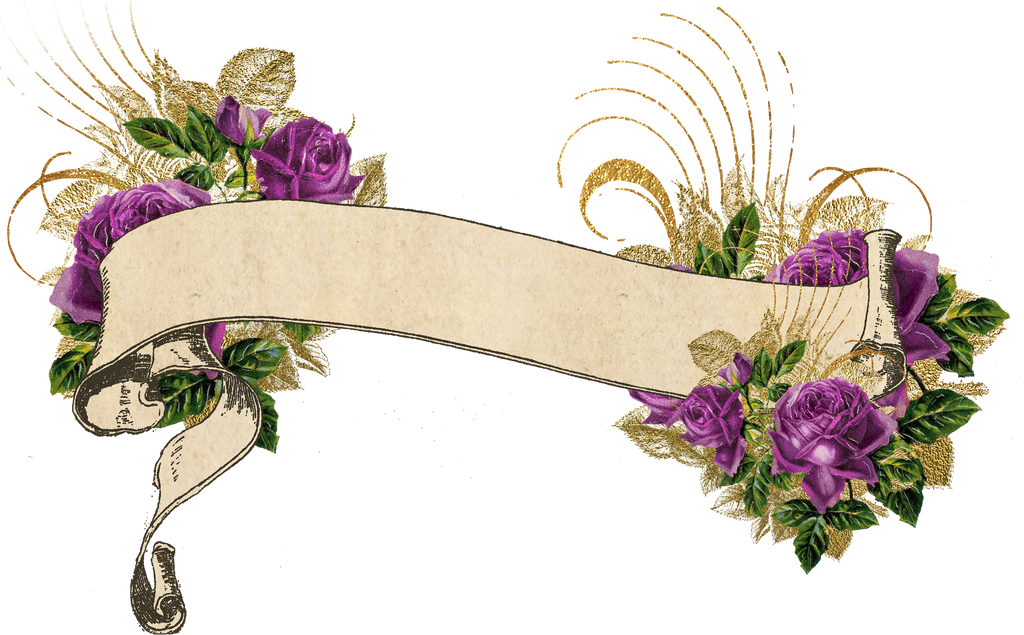 Purple and Gold Vintage Floral Banner by DigitalCurio on ...