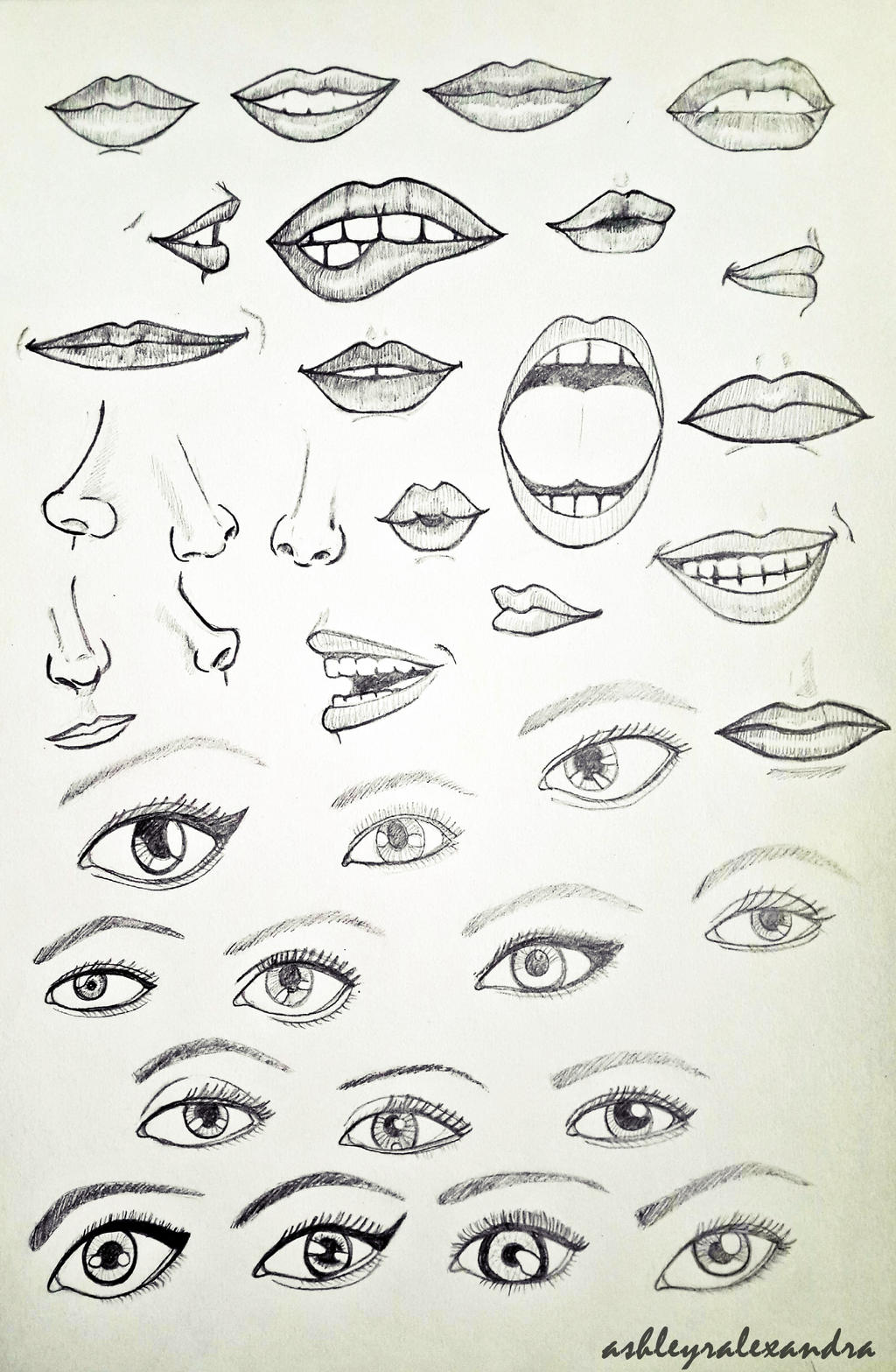 Eyes, Noses, Lips, Mouths by ashleyralexandra on DeviantArt
