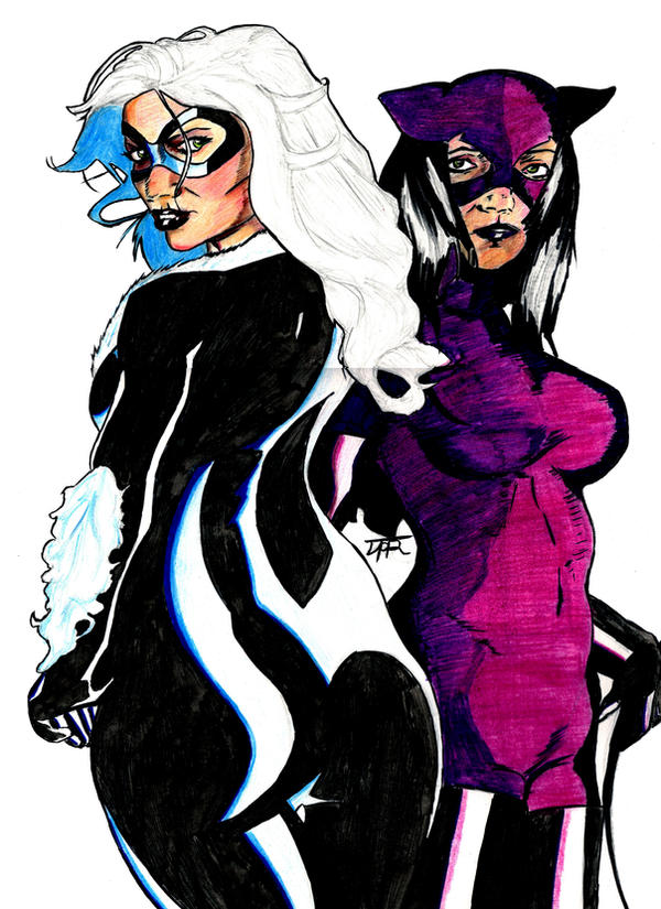 Black Cat And Catwoman Colored By Dtor91 On Deviantart