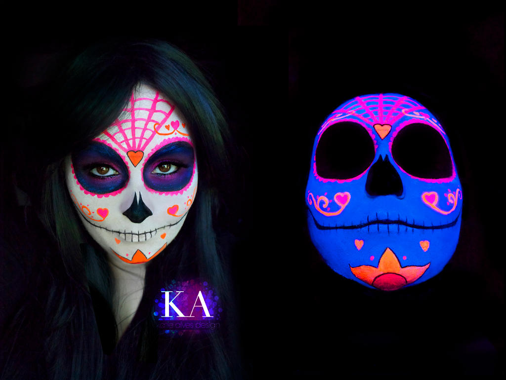 Black Light Sugar Skull With Tutorial By KatieAlves On DeviantArt