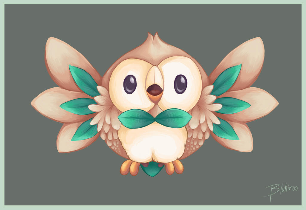 Yuga's Gallery of Nintendo Art (currently featuring: the Paper Mario series) Rowlet_by_bluhiroo-da24lmg