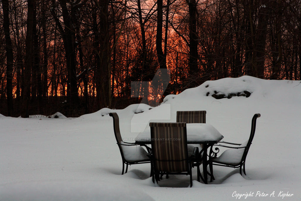 Sunrise Over Our Snow-Covered Yard by peterkopher