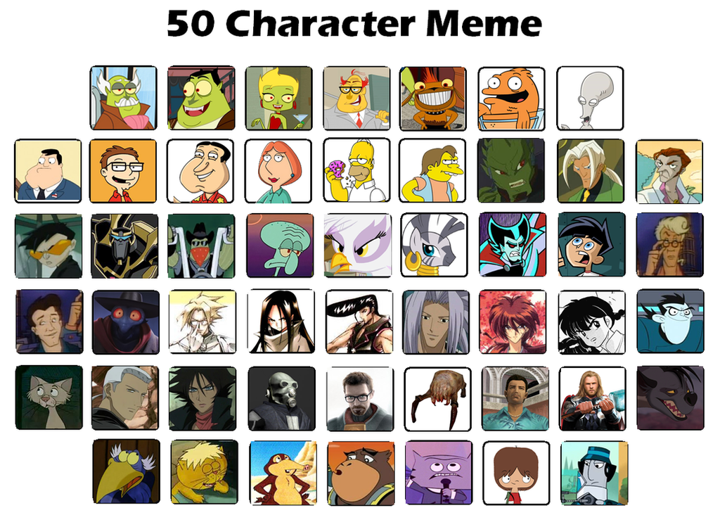 50 characters meme by Husgryph on DeviantArt