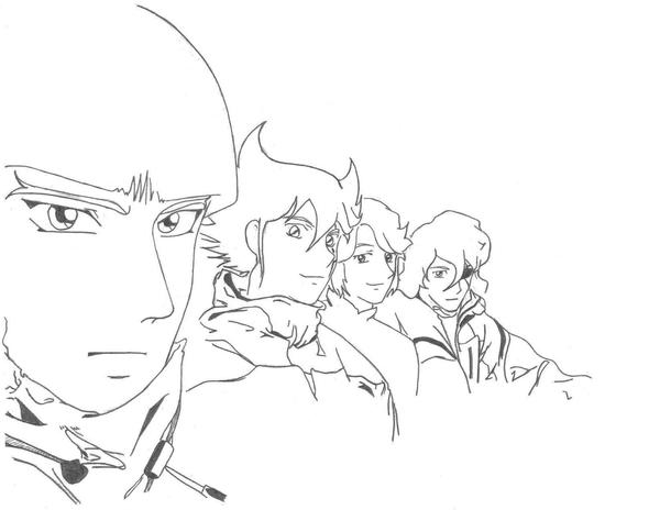3/4 view of Warlord/Mashou's faces in casual wear.