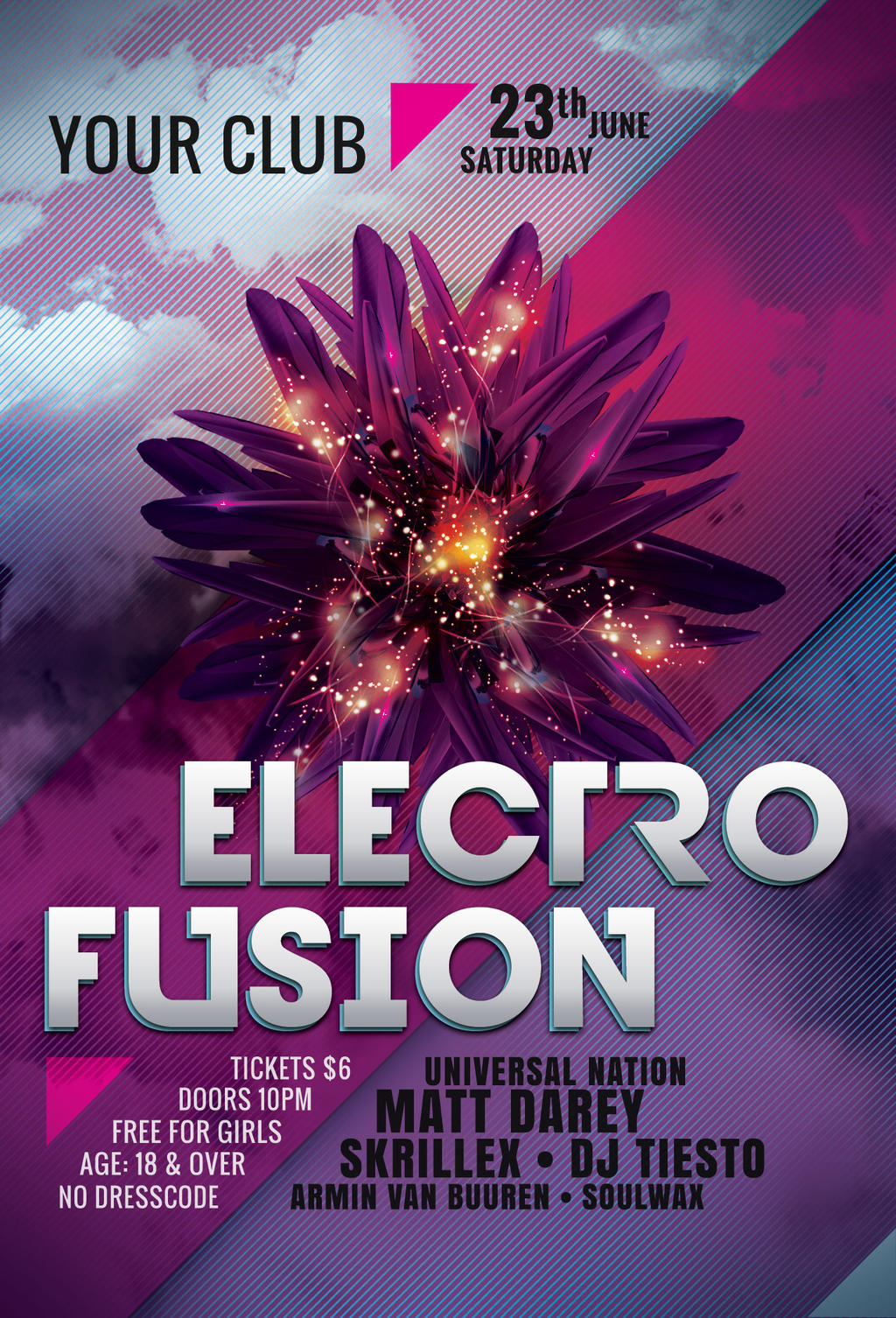 Electro Fusion Flyer Template by styleWish on DeviantArt