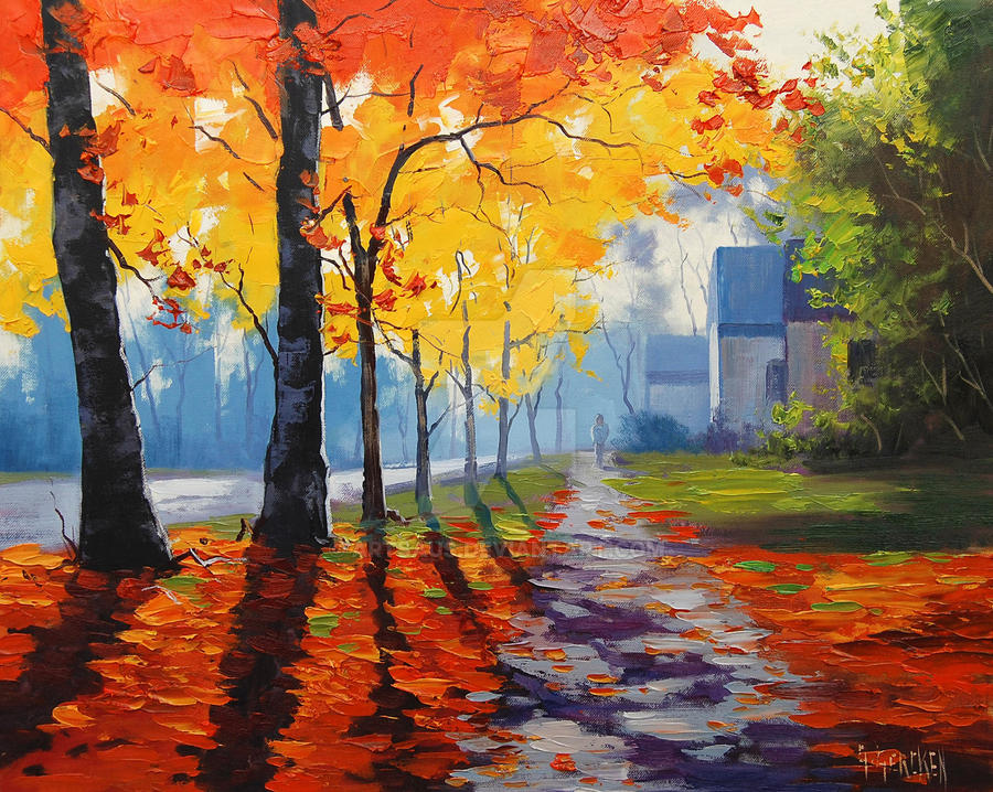 Autumn Street Scene by artsaus on DeviantArt